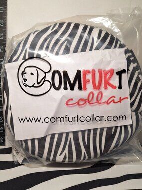 COMFURT COLLAR Stuffed Not Inflatable Dog & Cat Recovery Collar, Zebra, Small